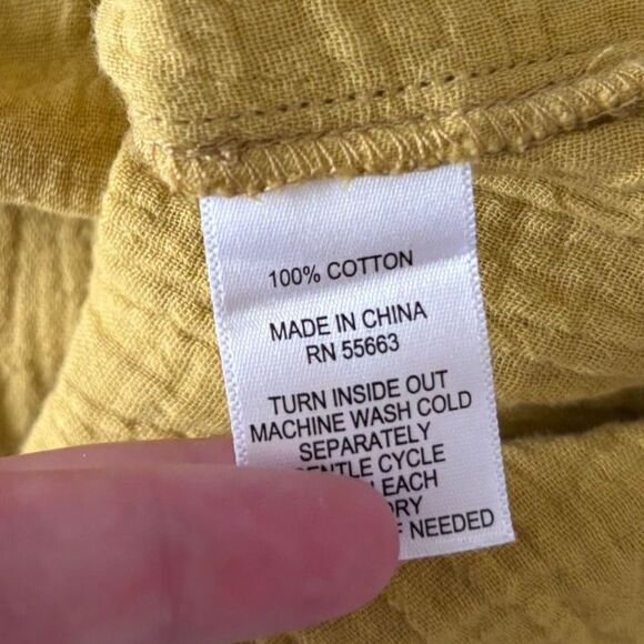 C&C California Off Shoulder Blouse Long Sleeve Cotton Gauze Yellow Size Large - Picture 4 of 4